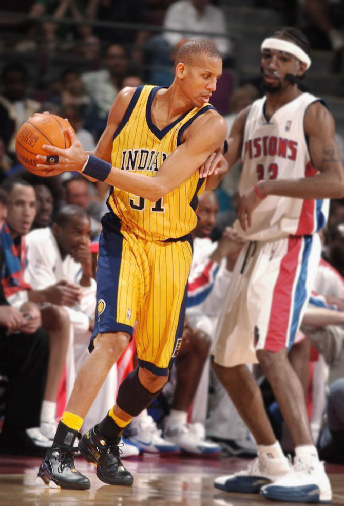 reggie miller #31 yellow jersey